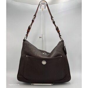 Vintage Coach Chelsea Hobo | Mahogany Pebbled Leather Turnlock Bag w/ Hangtag